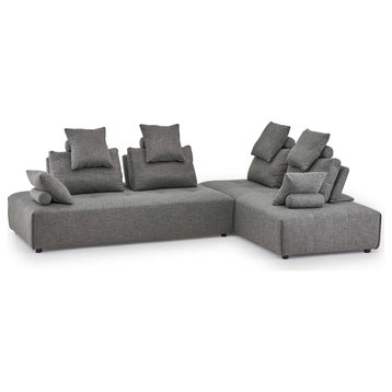 Modern Knox Modular Sectional Sofa Set in Grey Fabric