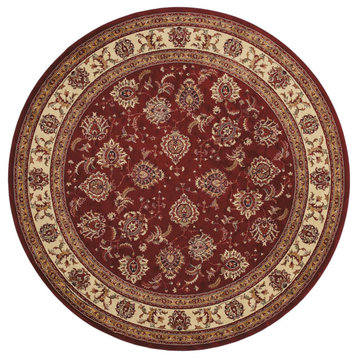 Aiden Traditional Vintage Inspired Red/Ivory Rug, 6' Round