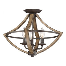 3-Light Semi Flush Rustic Black