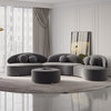 Velvet Sectional Sofa Set with Ottoman 7-Seat Curved Floor Sofa in Deep Gray