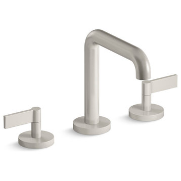 One Sink Faucet, Tall Spout, Lever Handles, Brushed Nickel