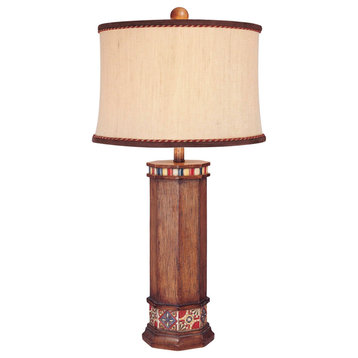 Ambience 10373 1 Light 31.5"H Table Lamp - Brown Wood Look