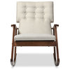 Agatha Fabric Upholstered Button-Tufted Rocking Chair, Light Beige