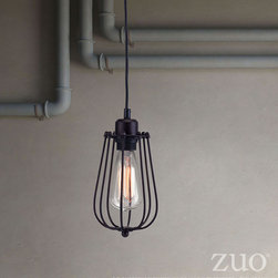 Zuo Napier Ceiling Lamp Distressed Black - SKU: 98412 - Pendant Lighting