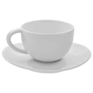 Royal Oval White Oversized Cup and Saucer, Set of 6