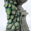 Resin Peacock Sculpture and Tiered Urns Outdoor Patio Fountain with LED Light