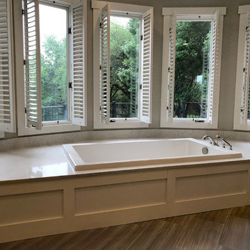 Bathroom, Tub-Surround and Shower Bench- Engineered Quartz (Bianco Marina)