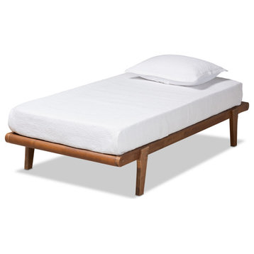 Kaia Mid-Century Brown Finished Wood Twin Size Platform Bed Frame