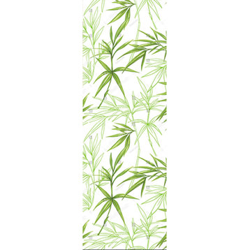 Bamboo Leaves Green White Wall Mural 35"x106"