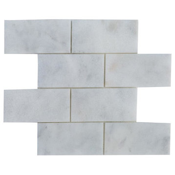 Turkish Carrara Marble Tile, White 3"x6", Polished