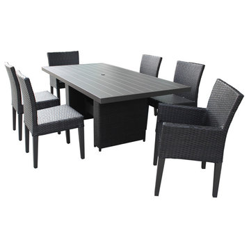 Barbados Rectangular Patio Dining Table,4 Armless Chairs,2 Chairs,Arms Espresso