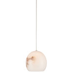 Currey & Company - Lazio Multi-Drop Pendant, 1-Light - The Lazio 1-Light Multi-Drop Pendant has a luminous shade carved from natural alabaster. The veining in the material makes each shade unique because each stone taken from the earth will have its own personality. The shape of the shade and the thinness of the stem on which it dangles are of the simplest in form. This leaves the natural material to shine. The painted silver finish also helps to keep the design light and airy. We offer the Lazio in a number of different configurations with multiple shades.