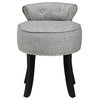 Ludovic Linen Contemporary Nailhead Trim Rolled Back Vanity Stool, Gray