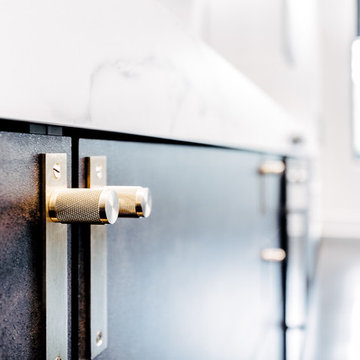 White, black + brass