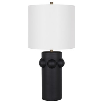 Polyresin 30" Table Lamp with Linen Shade, Black (Set of 2)
