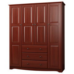 Georgia Rustic Solid Wood Wardrobe Armoire Closet with 4 Drawers.