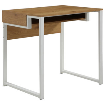 Loft Lyfe Edie Desk, Open Front Storage, Natural/White 31.5Lx23.6Wx30H