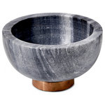 Serene Spaces Living - Black Marble Bowl with Copper Ring, 2.25" and 4" - We love the many looks of natural marble. This handcrafted, black marble bowl has an unpolished finish to the marble. The bowl sits on a short pedestal that is wrapped with a copper-finish ring as a decorative detail. Use for a black and white themed party or event. This bowl has a rich and classy look, and works for various purposes. Anything that you place in it will stand out. We can imagine using it as a fruit bowl, candy bowl, as a small decorative bowl for keys or jewelry. This bowl is sold individually and measures 2.25" Tall and 4" Diameter. Please note, because this is genuine marble, colors and patterns will vary from bowl to bowl. CARE INSTRUCTIONS- This decorative piece is pure marble and can be stained when using with food. We recommend using liner if using with cut fruits and vegetables. Serene Spaces Living encourages easy DIY decorating and we hope this bowl will be a great addition to your decor!