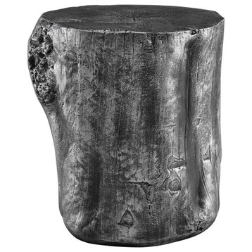 Linon Hunter Resin End Table Stool in Silver