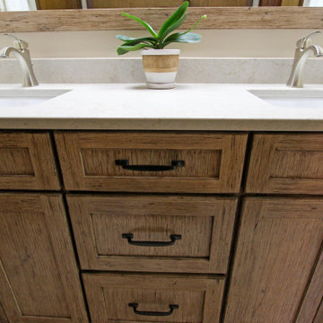 Master Bath with Knotty Alder Vanity and Updated Surround Around Tub