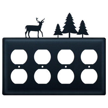 Quadruple Outlet Cover, Deer and Pine Trees