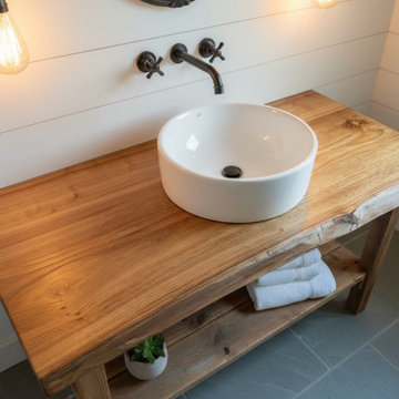 Customizable Live Edge English Chestnut Vanity Tops, Made-To-Order