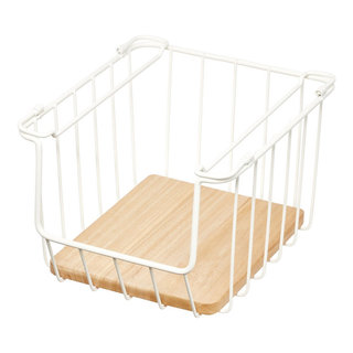 Homezone Wire Basket with Wood Handles, 1 Each