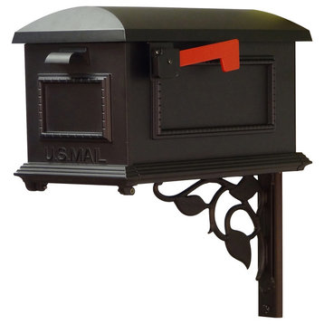 Traditional Curbside Mailbox With Floral Front Single Mailbox Mounting Bracket