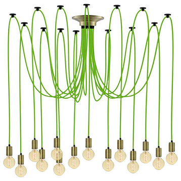 Green And Brass Swag Chandelier