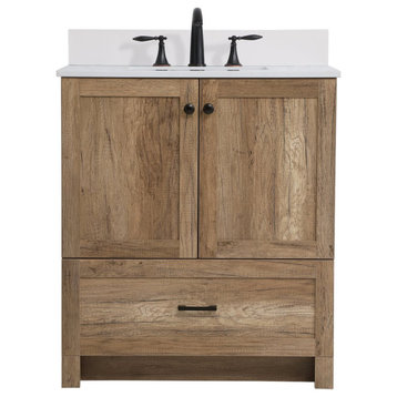Elegant VF2830NT-BS 30" Single Bathroom Vanity, Natural Oak
