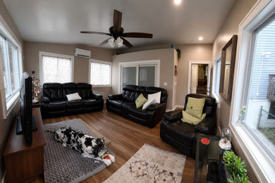 Inspiration for a contemporary family room remodel in Cleveland