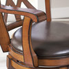 GDF Studio Brown Traditional Leather 30.5" Swivel Barstool with Arms