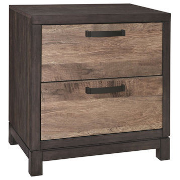 Transitional Nightstand, Two Tone Design With Rubberwood Frame & 2 Drawers