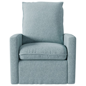 Caillie Upholstered Swivel Glider Recliner Chair, Blue