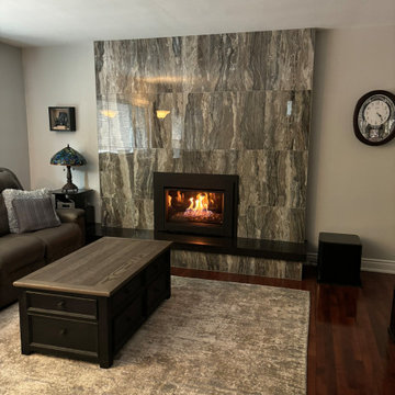 Beautiful 12x24 tile Fireplace Design Implementation