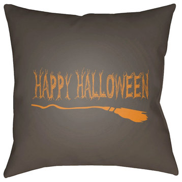 Boo by Surya Happy Halloween Poly Fill Pillow, Brown, 20' x 20'