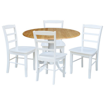 42 in. Dual Drop Leaf Table with 4  Ladder Back Dining Chairs