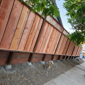 Redwood fence installation by hermanos fence in Fremont california