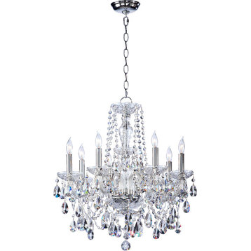 Eight Light Chrome Imperial Crystal Glass Up Chandelier