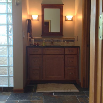 His and hers cabinets in a master bathroom remodel in Westerville Ohio