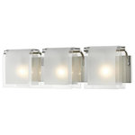Z-Lite - Nickel Zephyr 3 Light Vanity Light with Clear Beveled and Frosted Glass Shade - Bent frosted glass shades are hung over brushed nickel hardware on this 3 light vanity to create a modern touch for any room.