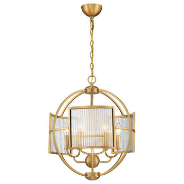 Traditional 6-Light Chandelier Clear Glass - 23 inches - Chandeliers-Brass