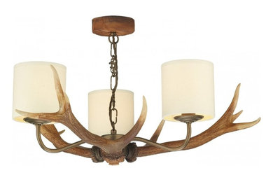 David Hunt ANT0329 Antler 3 light ceiling light brown