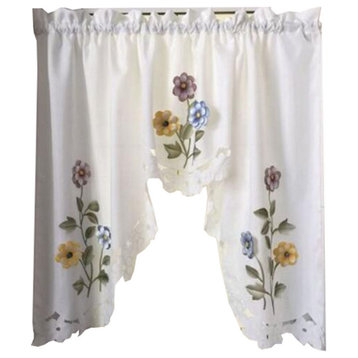Sweet Embroidered Curtain, Kitchen Curtain, Coffee Screen, 1-Pair