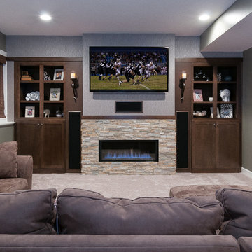 Basement Bar & Entertainment in Thorton Maple Saddle with pool table