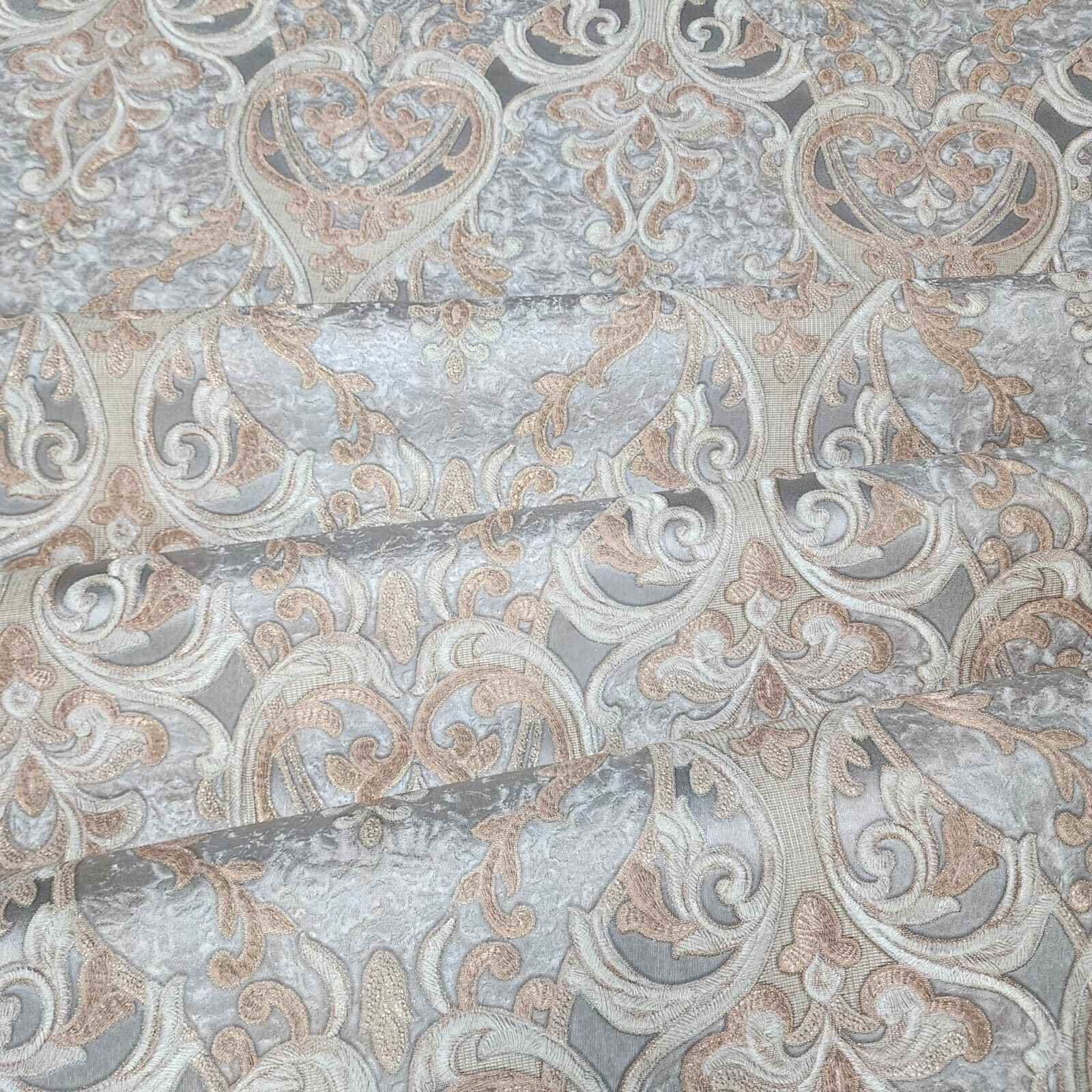 Victorian dark gray bronze gold metallic ogee damask textured Wallpaper ...