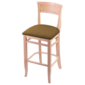 3160 30 Bar Stool with Natural Finish and Canter Saddle Seat