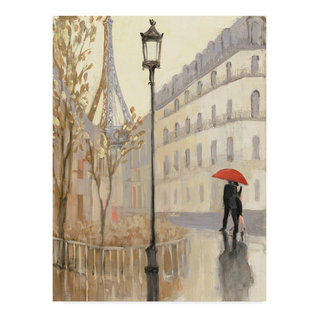 Abstract Couple In Love Walks Under Glowing Umbrella 12 in x 20 in Framed  Painting Canvas Art Print, by Designart
