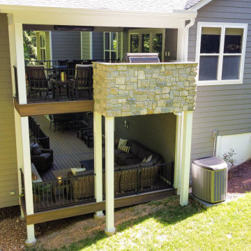 Two Tiered Covered Deck with Fireplaces