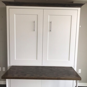 Custom Built Vertical Queen Murphy Bed with Built-In, Drop-Down Desk